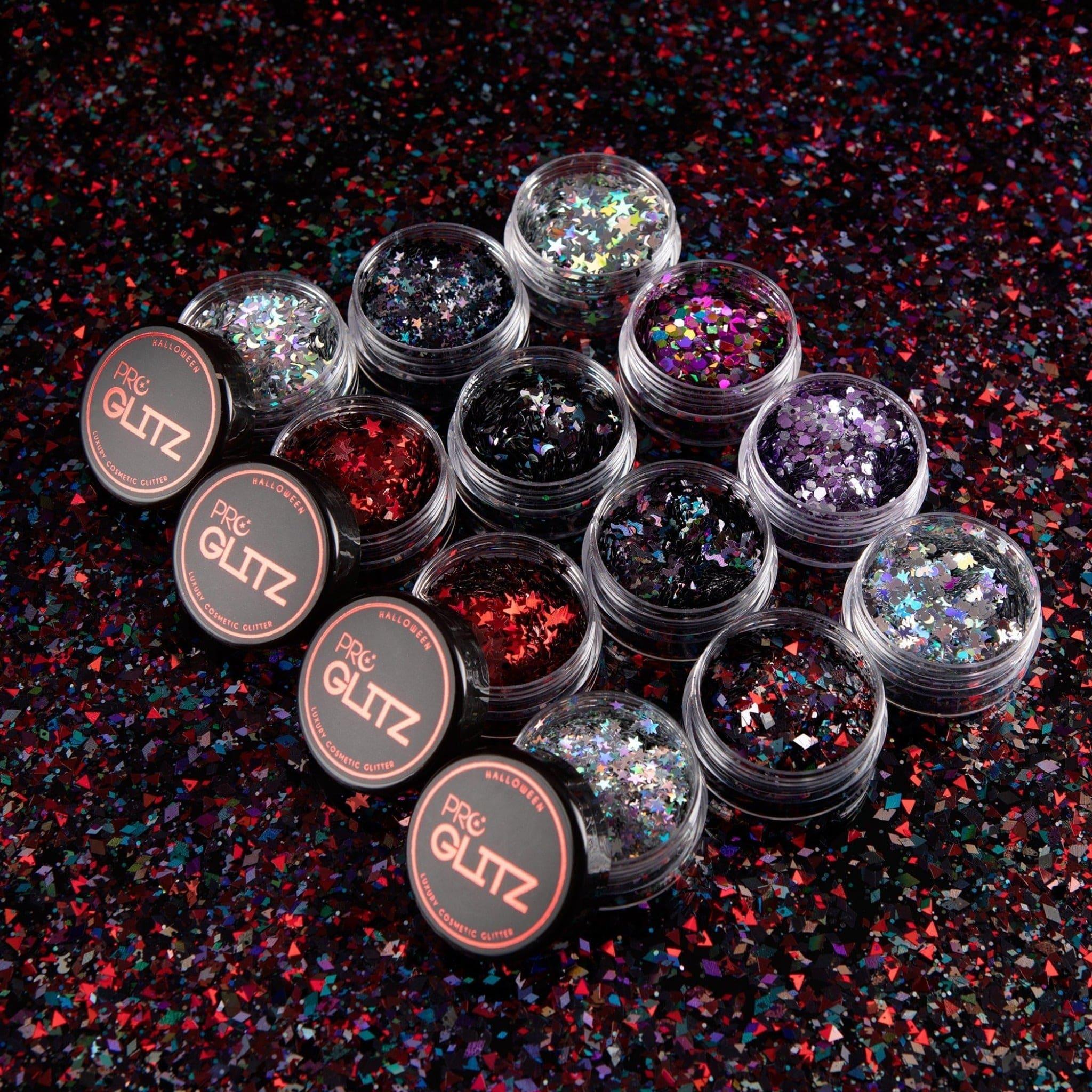 Get The Halloween Glitter, HALLOWEEN, HALLOWEEN GLITTER, halloween makeup, black glitter, red glitter, devil glitter, black widow, star glitter, biodegradable glitter, chunky glitter, festival glitter,glitter, face glitter, hair glitter, dance makeup, festival makeup, sparkly, makeup, proglitz, pro glitz, best glitter, best chunky festival glitter, glitter tattoos, glitter tattoo